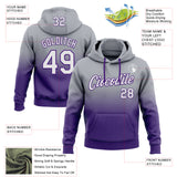 Custom Stitched Gray White-Purple Fade Fashion Sports Pullover Sweatshirt Hoodie