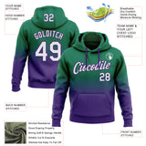 Custom Stitched Kelly Green White-Purple Fade Fashion Sports Pullover Sweatshirt Hoodie