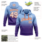 Custom Stitched Light Blue White Purple-Orange Fade Fashion Sports Pullover Sweatshirt Hoodie