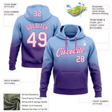 Custom Stitched Light Blue White Purple-Pink Fade Fashion Sports Pullover Sweatshirt Hoodie
