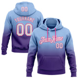 Custom Stitched Light Blue White Purple-Pink Fade Fashion Sports Pullover Sweatshirt Hoodie