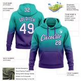 Custom Stitched Aqua White-Purple Fade Fashion Sports Pullover Sweatshirt Hoodie