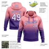 Custom Stitched Medium Pink White-Purple Fade Fashion Sports Pullover Sweatshirt Hoodie
