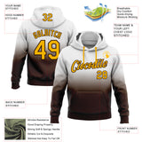 Custom Stitched White Gold-Brown Fade Fashion Sports Pullover Sweatshirt Hoodie