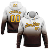 Custom Stitched White Gold-Brown Fade Fashion Sports Pullover Sweatshirt Hoodie