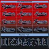 Custom Red Black-Light Blue Fade Fashion Hockey Lace Neck Jersey