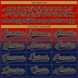 Custom Red Navy-Old Gold Fade Fashion Hockey Lace Neck Jersey