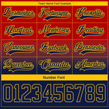 Custom Red Navy-Yellow Fade Fashion Hockey Lace Neck Jersey
