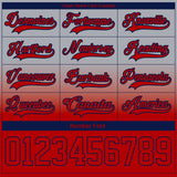 Custom Gray Red-Navy Fade Fashion Hockey Lace Neck Jersey