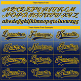 Custom Light Blue Navy-Yellow Fade Fashion Hockey Lace Neck Jersey