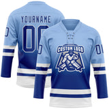Custom Light Blue Royal-White Fade Fashion Hockey Lace Neck Jersey