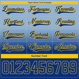 Custom Light Blue Royal-Yellow Fade Fashion Hockey Lace Neck Jersey