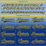 Custom Light Blue Royal-Yellow Fade Fashion Hockey Lace Neck Jersey