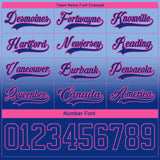Custom Light Blue Royal-Pink Fade Fashion Hockey Lace Neck Jersey