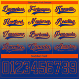 Custom Yellow Royal-Orange Fade Fashion Hockey Lace Neck Jersey