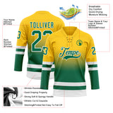 Custom Yellow Kelly Green-White Fade Fashion Hockey Lace Neck Jersey