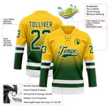 Custom Yellow Green-White Fade Fashion Hockey Lace Neck Jersey