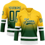 Custom Yellow Green-White Fade Fashion Hockey Lace Neck Jersey