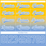 Custom Yellow Light Blue-White Fade Fashion Hockey Lace Neck Jersey