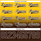 Custom Yellow Brown-White Fade Fashion Hockey Lace Neck Jersey