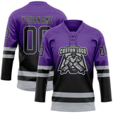 Custom Purple Black-Gray Fade Fashion Hockey Lace Neck Jersey