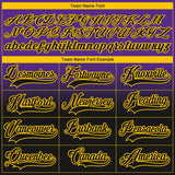 Custom Purple Black-Yellow Fade Fashion Hockey Lace Neck Jersey
