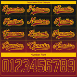 Custom Black Crimson-Yellow Fade Fashion Hockey Lace Neck Jersey