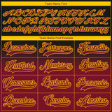 Custom Black Crimson-Yellow Fade Fashion Hockey Lace Neck Jersey