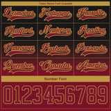 Custom Black Crimson-Old Gold Fade Fashion Hockey Lace Neck Jersey