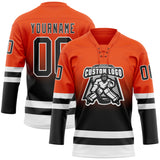Custom Orange Black-White Fade Fashion Hockey Lace Neck Jersey