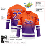 Custom Orange Purple-White Fade Fashion Hockey Lace Neck Jersey