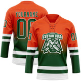Custom Orange Green-White Fade Fashion Hockey Lace Neck Jersey