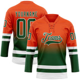 Custom Orange Green-White Fade Fashion Hockey Lace Neck Jersey