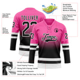 Custom Pink Black-White Fade Fashion Hockey Lace Neck Jersey