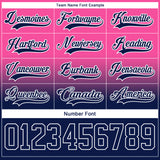 Custom Pink Navy-White Fade Fashion Hockey Lace Neck Jersey