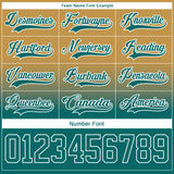 Custom Old Gold Teal-White Fade Fashion Hockey Lace Neck Jersey