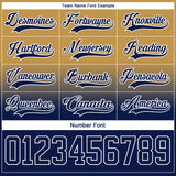 Custom Old Gold Navy-White Fade Fashion Hockey Lace Neck Jersey