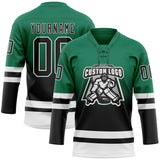 Custom Kelly Green Black-White Fade Fashion Hockey Lace Neck Jersey