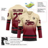 Custom Cream Crimson-Black Fade Fashion Hockey Lace Neck Jersey