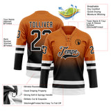 Custom Texas Orange Black-White Fade Fashion Hockey Lace Neck Jersey