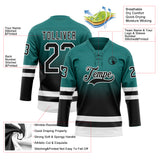 Custom Teal Black-White Fade Fashion Hockey Lace Neck Jersey