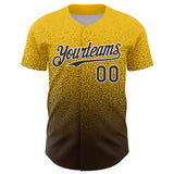 Custom Yellow Brown-White Fade Fashion Speckle Authentic Baseball Jersey