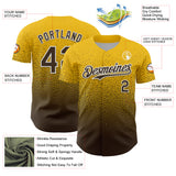 Custom Yellow Brown-White Fade Fashion Speckle Authentic Baseball Jersey
