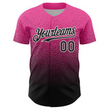 Custom Pink Black-White Fade Fashion Speckle Authentic Baseball Jersey