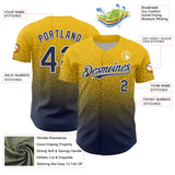 Custom Yellow Navy-White Fade Fashion Speckle Authentic Baseball Jersey