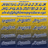Custom Yellow Navy-White Fade Fashion Speckle Authentic Baseball Jersey