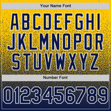 Custom Yellow Navy-White Fade Fashion Speckle Authentic Baseball Jersey