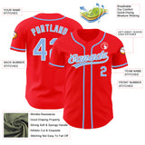 Custom Fire Red Light Blue-White Authentic Baseball Jersey
