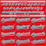 Custom Fire Red Teal-White Authentic Baseball Jersey