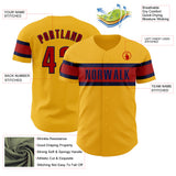 Custom Gold Red-Navy Authentic Baseball Jersey